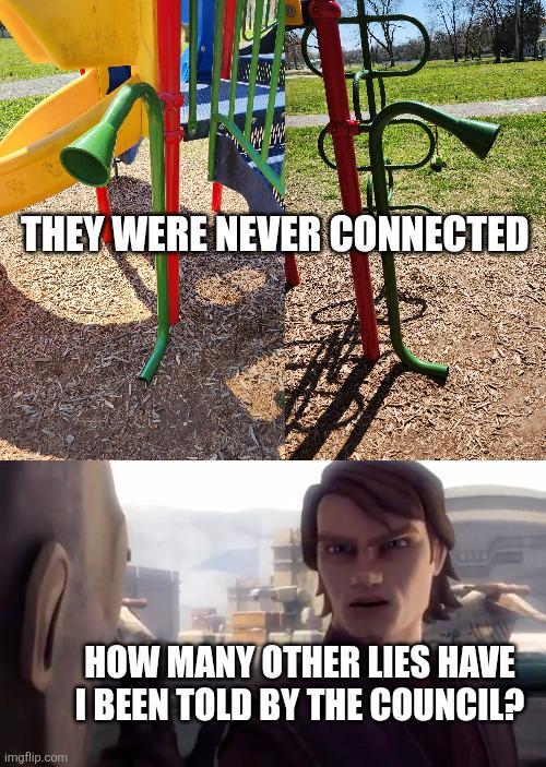 THEY WERE NEVER CONNECTED imgflip.com HOW MANY OTHER LIES HAVE I BEEN TOLD BY THE COUNCIL?