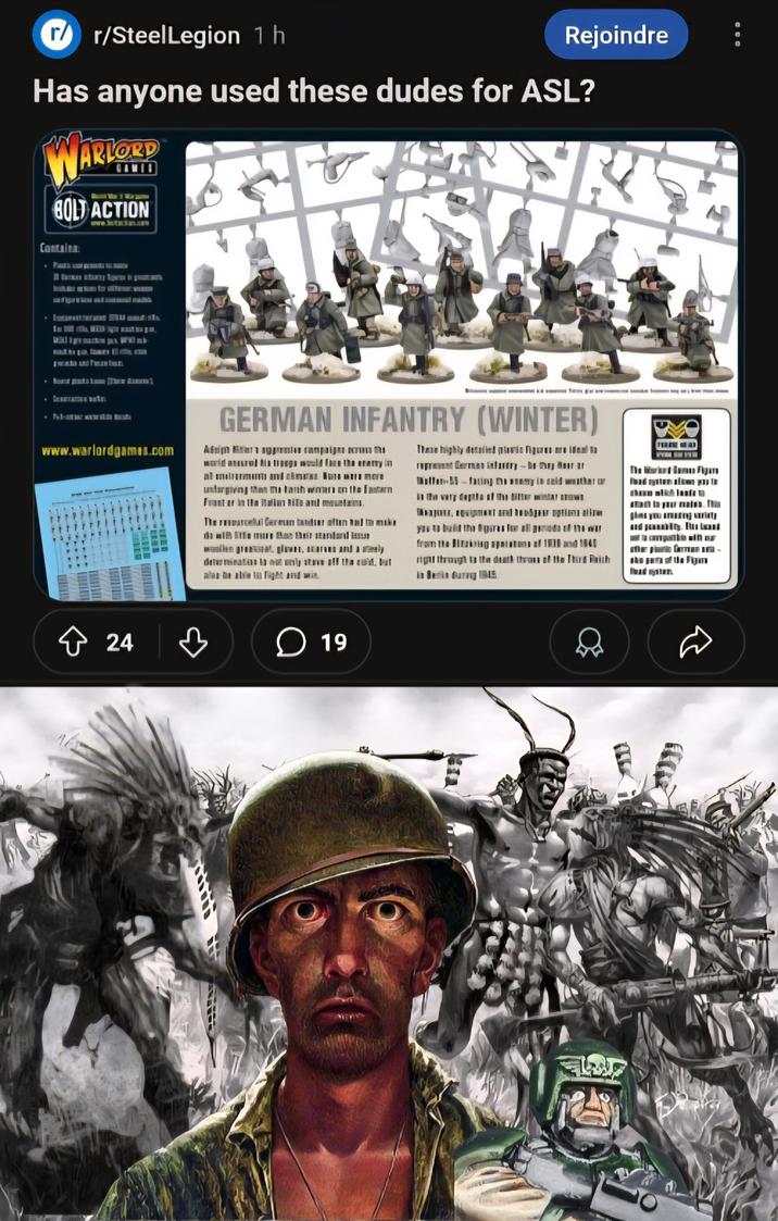 r/r/SteelLegion 1 h Rejoindre Has anyone used these dudes for ASL? ARLORD GAME BOLT ACTION Contin र 9 L www.warlordgames.com 24 GERMAN INFANTRY (WINTER) ம்ம niging as mi lanh war on the Carman al- Dr Germun las allin helm mike from the Bezining op be to fight and w ☐ 19