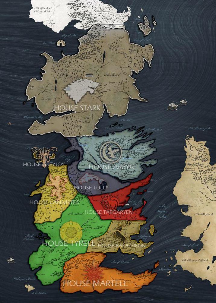 te Lands of Always Winter Bay of Sa Bay of trails Blaze matte Ray HOUSE STARK Ju HOUSE GREYJOY The North Questands HOUSE ARRYN HOUSE TULLY -Day Des HOUSE LANNISTER Stald Islands Beduger Stritt HOUSE TARGARYEN •Your T te Minering Sea The Flatlands. HOUSE TYRELLESTON HOUSE BARATHEON Sre of Myth He Certos Sea of Dorne The To HOUSE MARTELL ête Disputed Lands