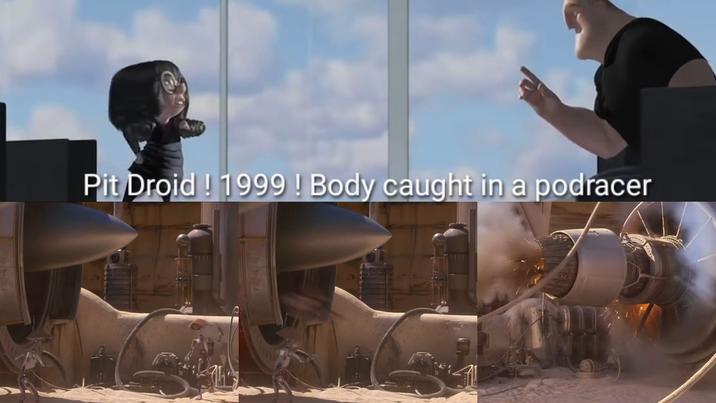 Pit Droid! 1999! Body caught in a podracer
