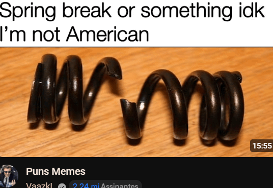 Spring break or something idk I'm not American www. 15:55 Puns Memes Vaazkl 224 mi Assinantes