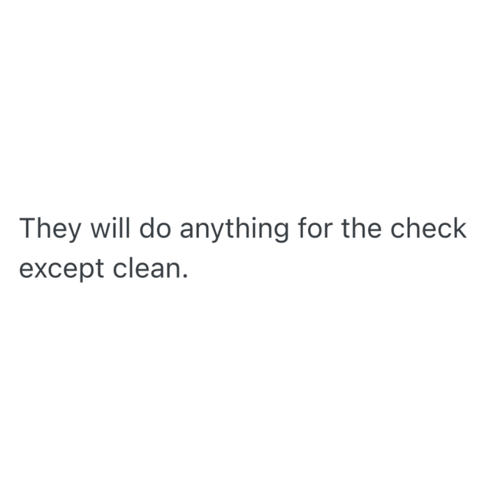 They will do anything for the check except clean.