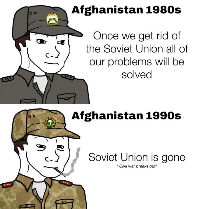 Afghanistan 1980s Once we get rid of the Soviet Union all of our problems will be solved Afghanistan 1990s Soviet Union is gone * Civil war breaks out*