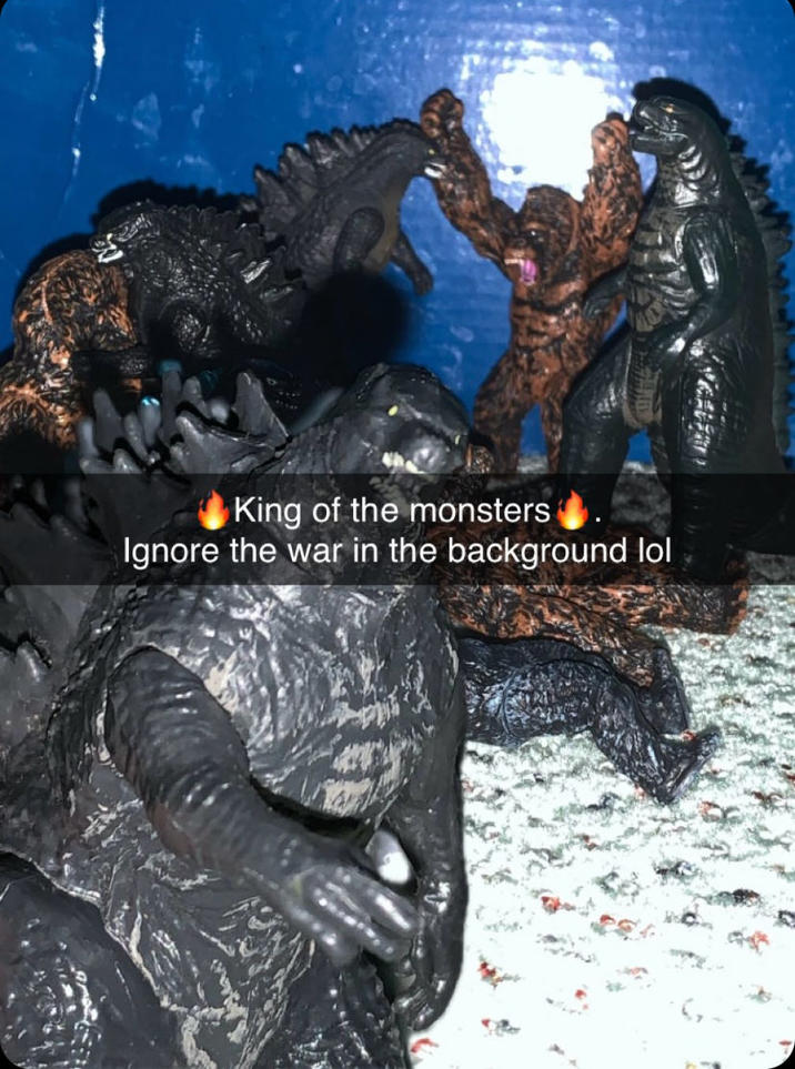 King of the monsters Ignore the war in the background lol