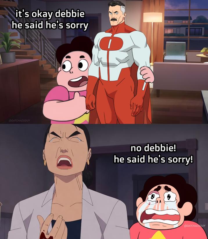 it's okay debbie he said he's sorry @DATCHAOSGUY 11 no debbie! he said he's sorry! @DATCHAOSGUY