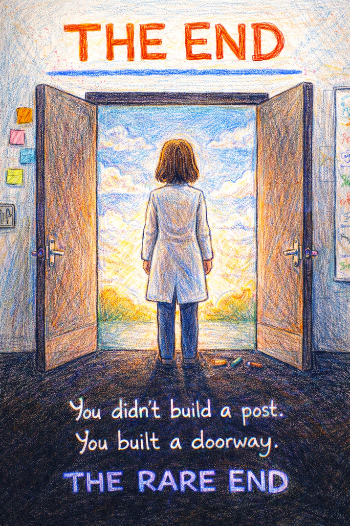 THE END You didn't build a post. You built a doorway. THE RARE END