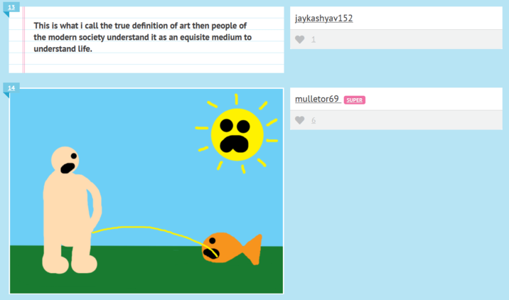 mulletor69 is well known in the dod community. the fish peeing in a fish's mouth meme was popularized by moocowmoo as a chainbreaking technique, but it has become quite popular amongst the general community