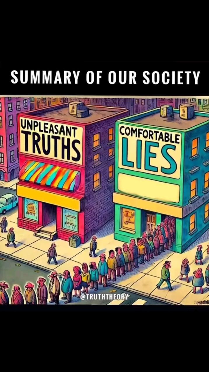 SUMMARY OF OUR SOCIETY UNPLEASANT COMFORTABLE TRUTHS LIES STRUTHTHEORY 444 riat on