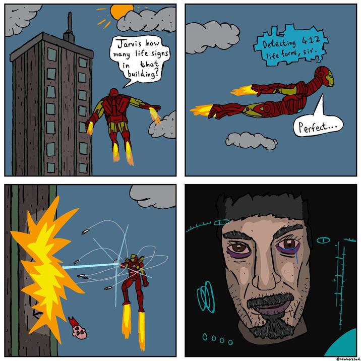 Jarvis how many in life signs that building? Detecting 412 I life forms, sir. @nowherelad Ө Perfect...