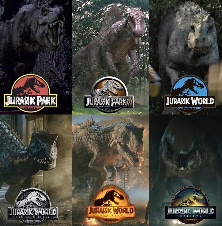 JURASSK PARK JURASSIC PARK JURASSIC WORLD JURASSIC WORLD JURASSIC WORLD JURASSIC WORLD DOMINION FALLEN KINGDOM REBIRTH
