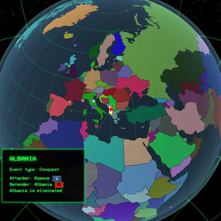ALBANIA Event type: Conquest Attacker: Kosovo Defender: Albania Albania is eliminated