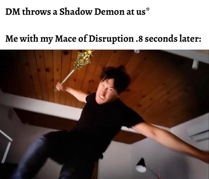 DM throws a Shadow Demon at us * Me with my Mace of Disruption .8 seconds later: