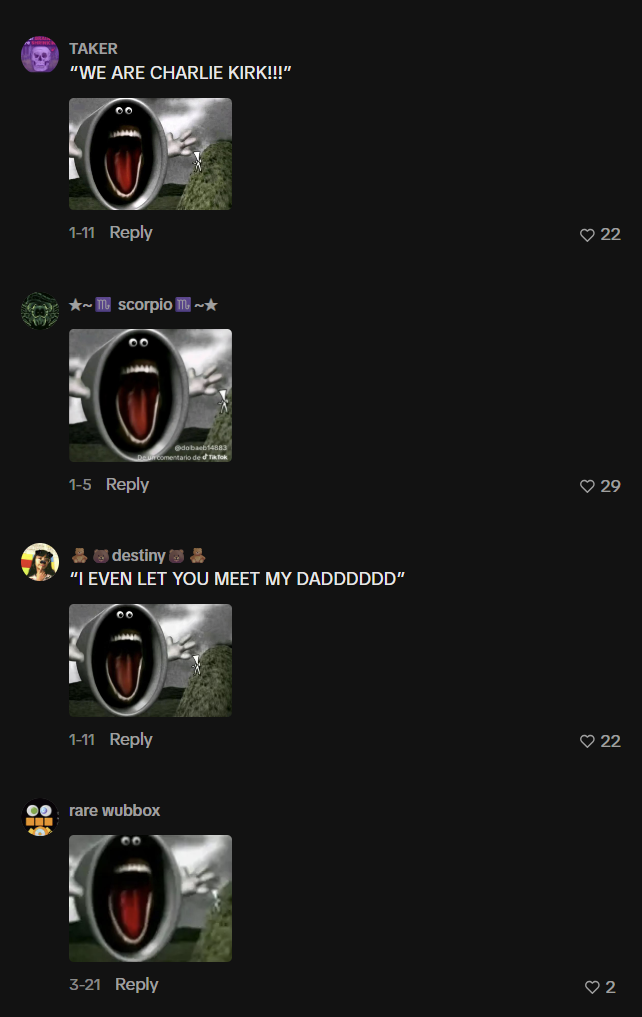 TAKER "WE ARE CHARLIE KIRK!!!" 00 1-11 Reply ★~m scorpio m~★ 00 1-5 Reply dobaeb14883 omentario de Ta destiny. "I EVEN LET YOU MEET MY DADDDDDD" 00 1-11 Reply 00 rare wubbox ♡ 22 ♡ 29 ♡ 22 3-21 Reply ♡ 2