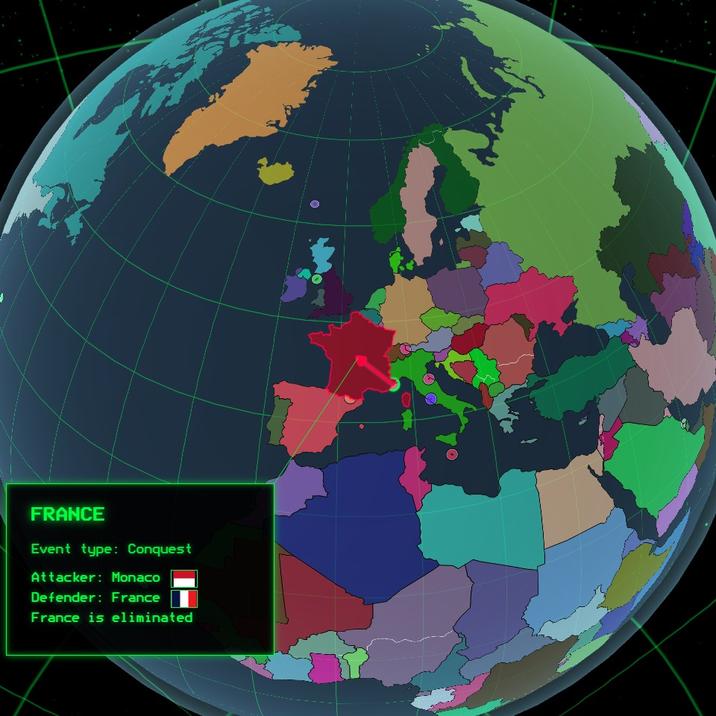 FRANCE Event type: Conquest Attacker: Monaco Defender: France France is eliminated
