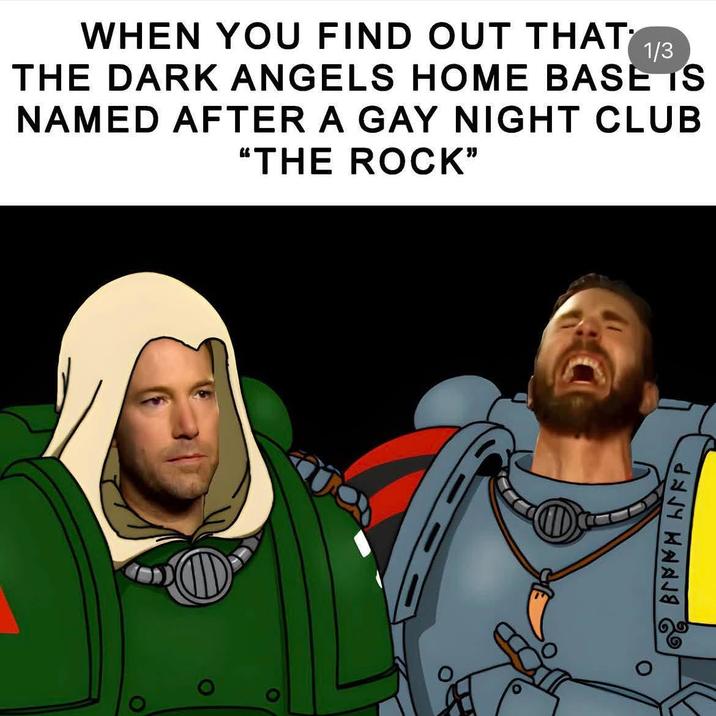 WHEN YOU FIND OUT THAT 1/3 THE DARK ANGELS HOME BASE IS NAMED AFTER A GAY NIGHT CLUB "THE ROCK" O BIENH LFP