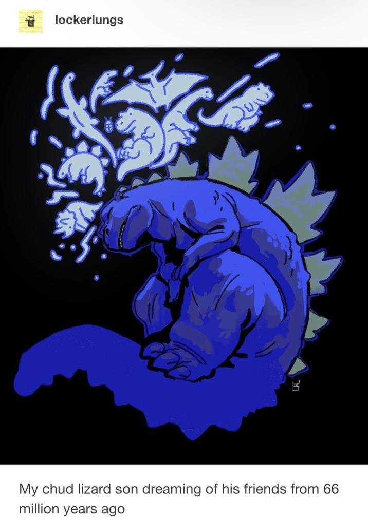 lockerlungs My chud lizard son dreaming of his friends from 66 million years ago