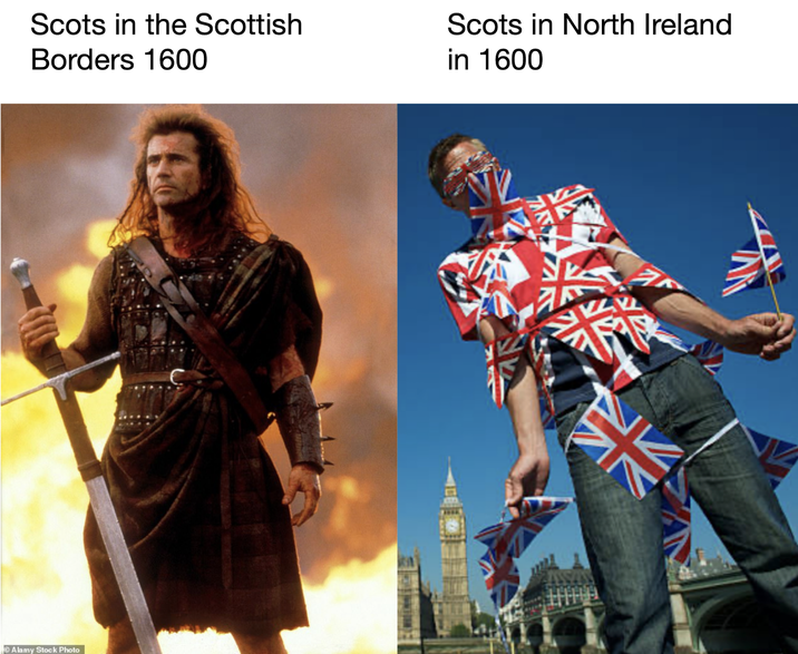 Scots in the Scottish Borders 1600 Scots in North Ireland in 1600 Alamy Stock Photo 米