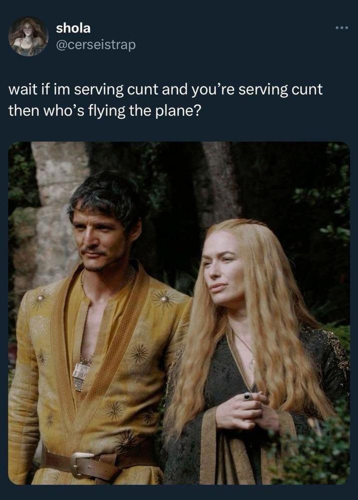 shola @cerseistrap wait if im serving c--- and you're serving c--- then who's flying the plane?