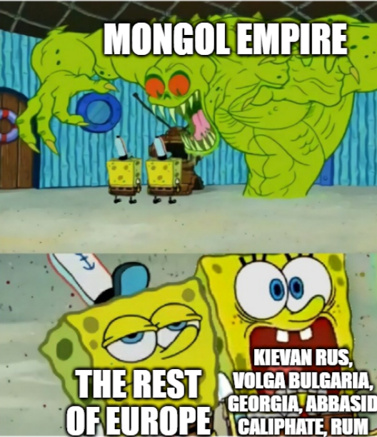 MONGOL EMPIRE A THE REST OF EUROPE KIEVAN RUS VOLGA BULGARIA, GEORGIA, ABBASID CALIPHATE, RUM