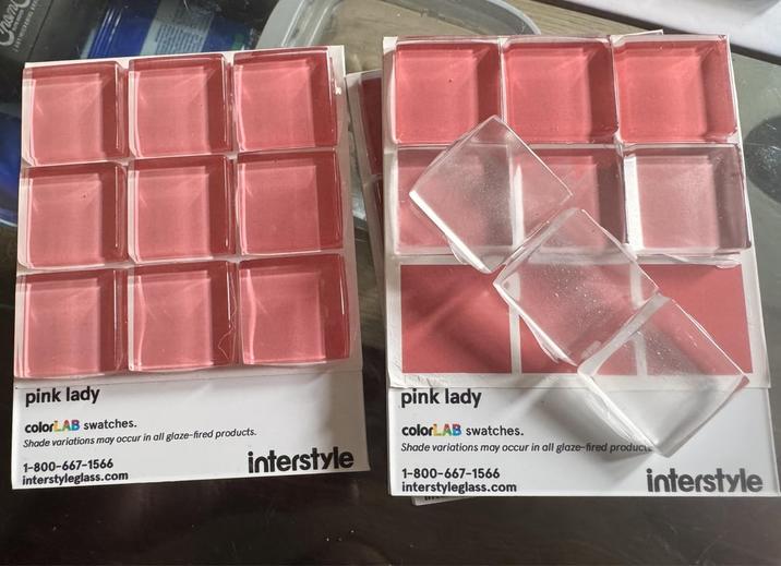 pink lady color LAB swatches. Shade variations may occur in all glaze-fired products. 1-800-667-1566 interstyleglass.com interstyle pink lady color LAB swatches. Shade variations may occur in all glaze-fired product 1-800-667-1566 interstyleglass.com interstyle