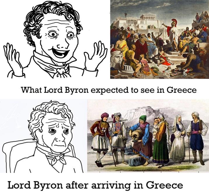 What Lord Byron expected to see in Greece Lord Byron after arriving in Greece