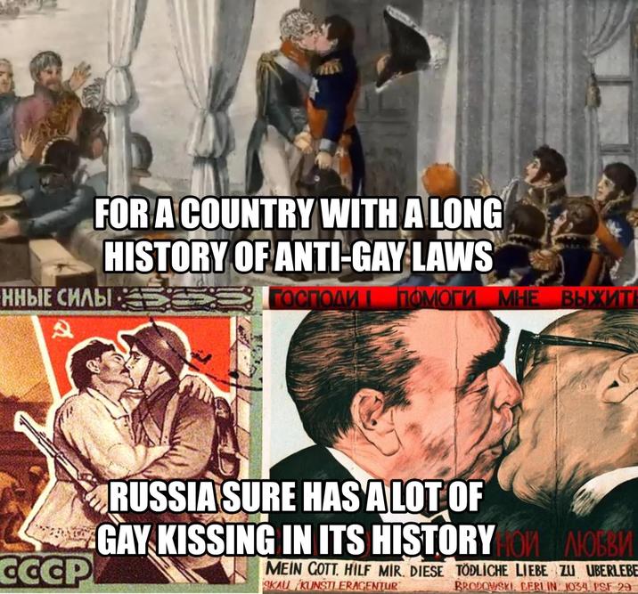 FOR A COUNTRY WITH A LONG HISTORY OF ANTI-GAY LAWS ГОСПОДИ І ПОМОГИ МНЕ ВЫЖИТЬ HHBIE CHABI S A CCCP RUSSIA SURE HAS A LOT OF GAY KISSING IN ITS HISTORYИ ЛЮБВИ MEIN GOTT. HILF MIR. DIESE TODLICHE LIEBE ZU UBERLEBE SKAU KUNSTLERAGENTUR BRODOWSKI BERLIN 1034 PSF 29