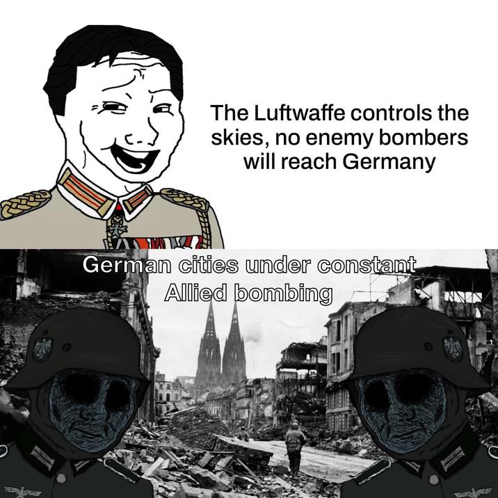 The Luftwaffe controls the skies, no enemy bombers will reach Germany ZA ANT German cities under constant Allied bombing