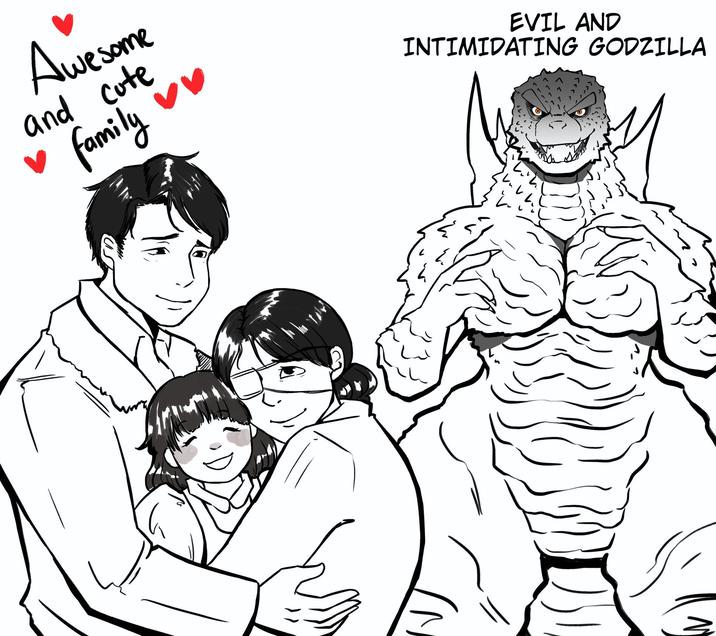 Awesome and cute family EVIL AND INTIMIDATING GODZILLA ・しいし しゅし