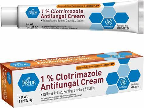 Compare to the active ingredient in Lotrimin AF PRIDE 1% Clotrimazole Antifungal Cream Relieves Itching, Burning, Cracking & Scaling Net Wt. Tez (28.3g) Antifungal Reorder No: MPR-30244 Clotrimazole Antifungal Cream Compare to the active ingredient in Lotrimi PRIDE 1% Clotrimazole Antifungal Cream Net Wt. 1 oz (28.3g) Relieves Itching, Burning. Cracking & Scaling Rearder No Antifungal MPR-38244 T ntifungal Cream Clotrimazole