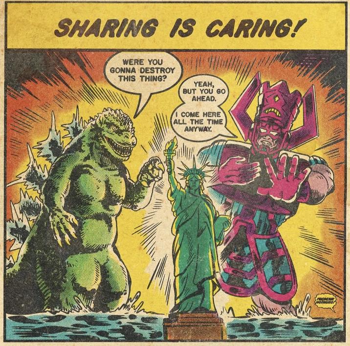 SHARING IS CARING! WERE YOU GONNA DESTROY THIS THING? YEAH, BUT YOU GO AHEAD. I COME HERE ALL THE TIME ANYWAY.