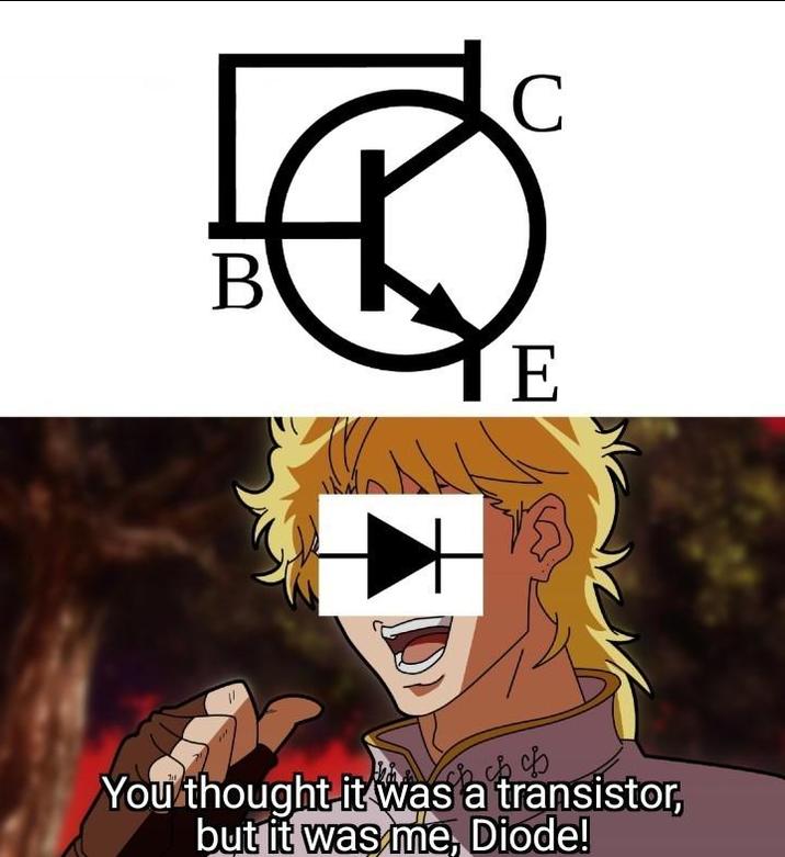 B C E You thought it was a transistor, but it was me, Diode!