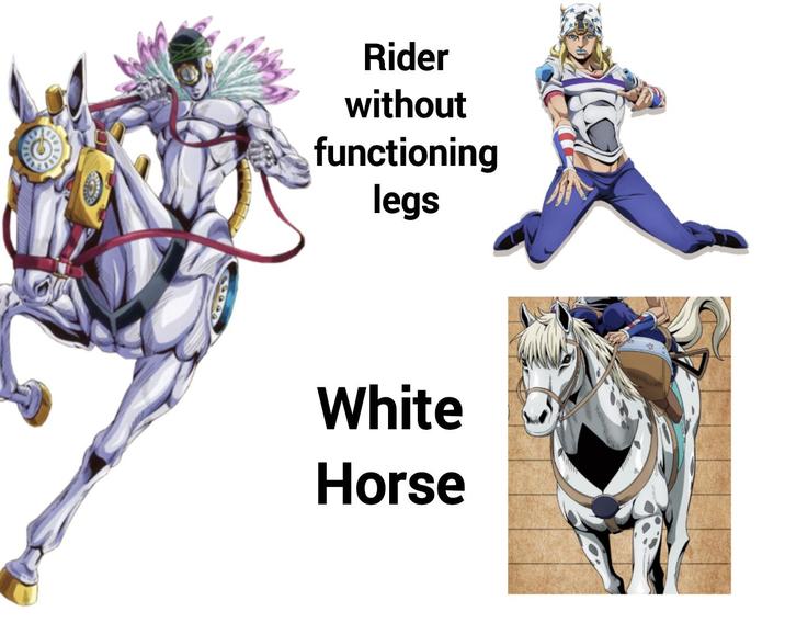 Rider without functioning legs White Horse
