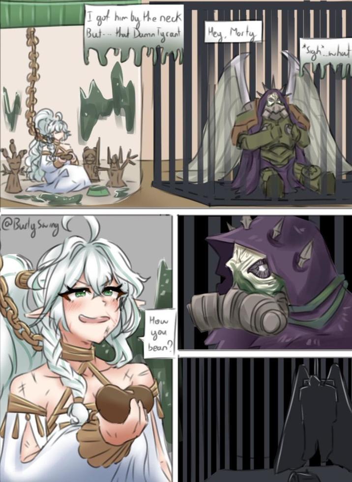 @Burly Swing C I got him by the neck But... that Damn Tyrant www How you bean? Hey, Morty "Sigh" what