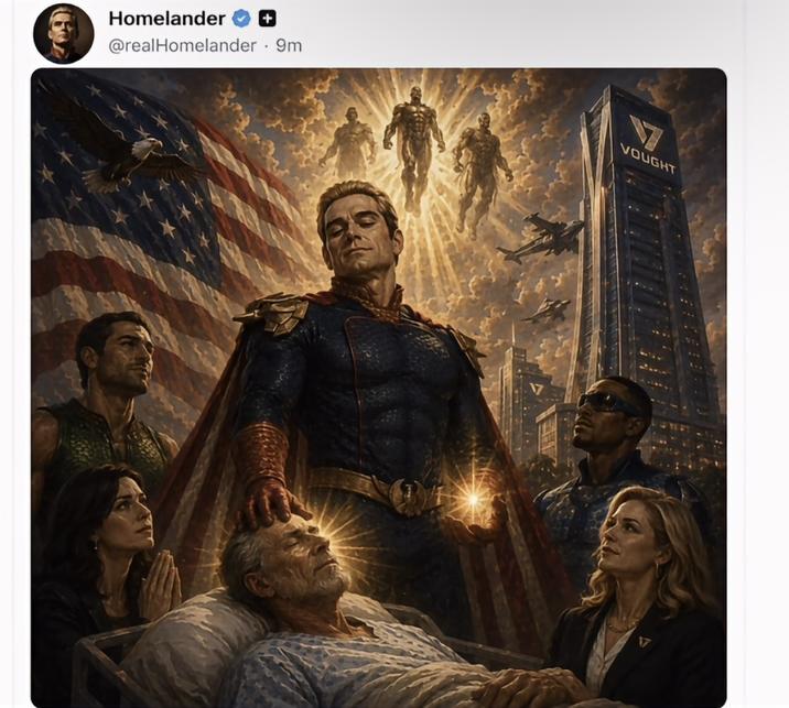 Homelander + . @realHomelander · 9m 7 VOUGHT