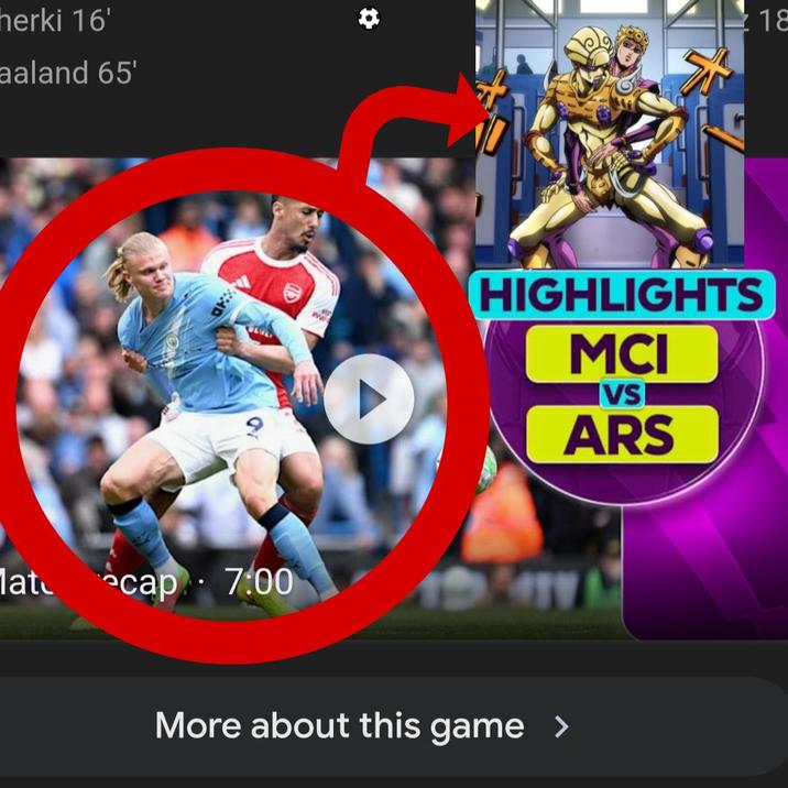 herki 16' aaland 65' Mat cap 7:00 HIGHLIGHTS MCI IVSI ARS More about this game > 18