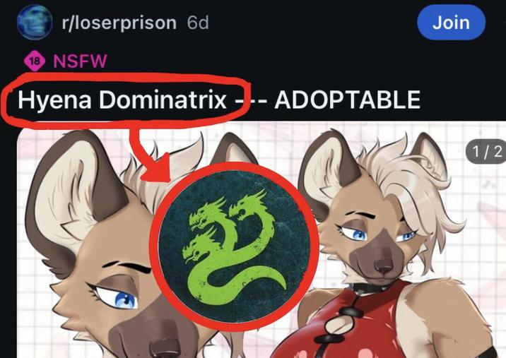 r/loserprison 6d 18 NSFW Hyena Dominatrix --- ADOPTABLE ล Join 1/2