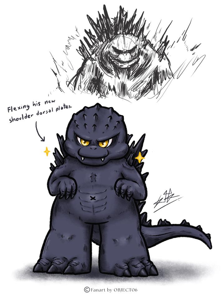 Flexing his his new shoulder dorsal plates. Fanart by OBJECT06