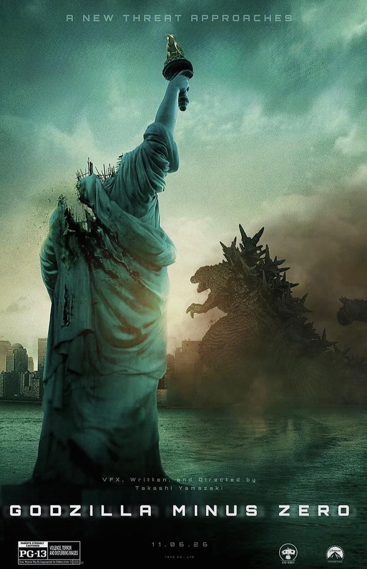 A NEW THREAT APPROACHES VFX. Written, Takashi GODZILLA and Directed by Yamazaki MINUS PARENTS STRONGLY CAUTIONED MOLENCE, TERROR PG-13 AND DISTURBING IMAGES Some Materid Mine marathi der 13 11.06.26 TOHO CO., LTD ZERO