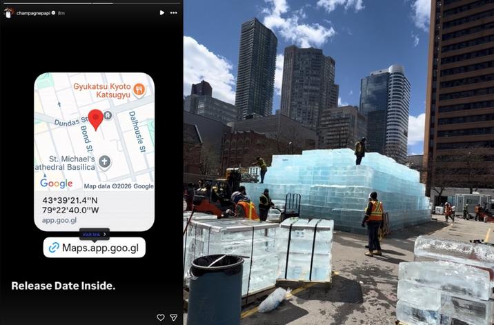 An Instagram post by Drake announcing the location of the Iceman structure. Also, the Iceman structure.