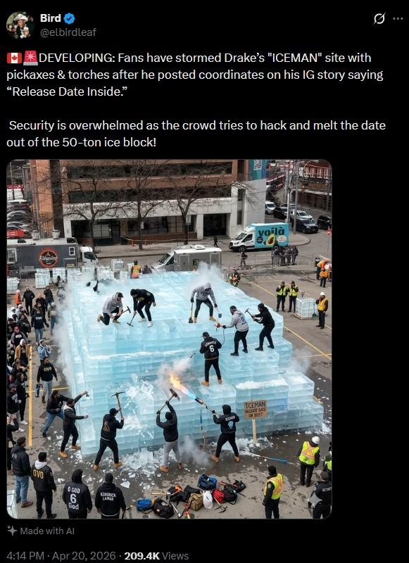 14 PM - Apr 20, 2026 209.4K Views voilà ICEMAN RELEASE DATE OR BUST