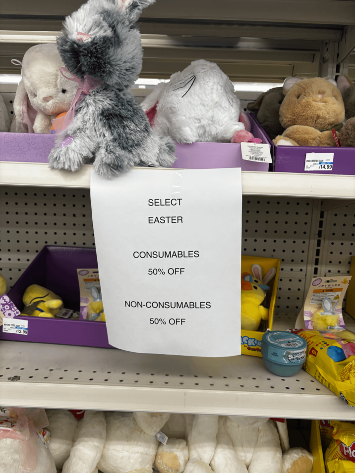 $12.99 SELECT EASTER CONSUMABLES 50% OFF NON-CONSUMABLES 50% OFF Dan SLIMY "YOU PAY $14.99 JOYWARD