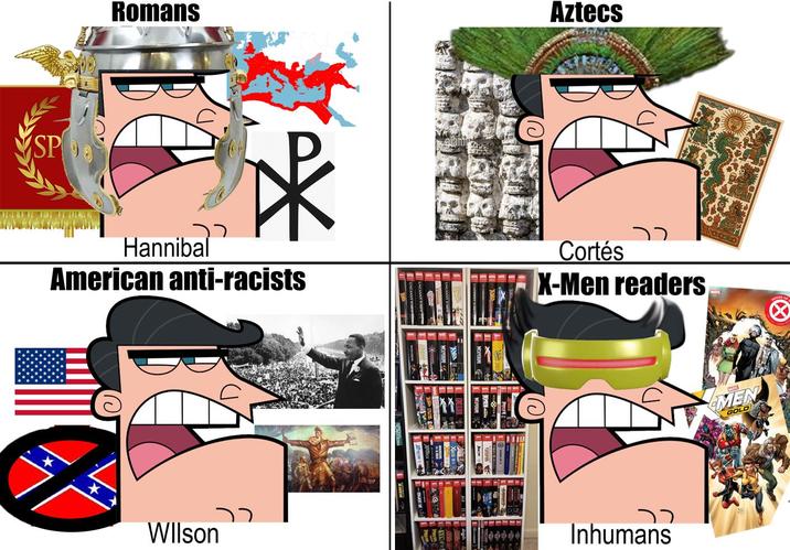 SP Romans Aztecs Hannibal American anti-racists Cortés X-Men readers Wilson Inhumans MEN GOLD HOUSE OF