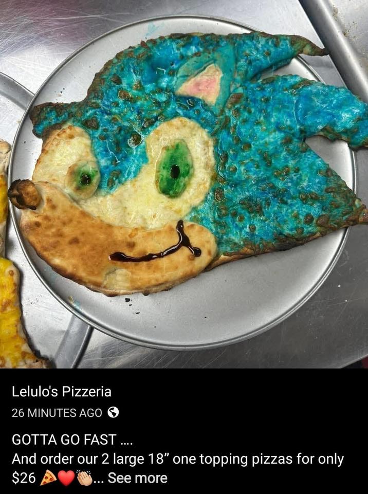 Lelulo's Pizzeria 26 MINUTES AGO GOTTA GO FAST And order our 2 large 18" one topping pizzas for only $26 ... See more