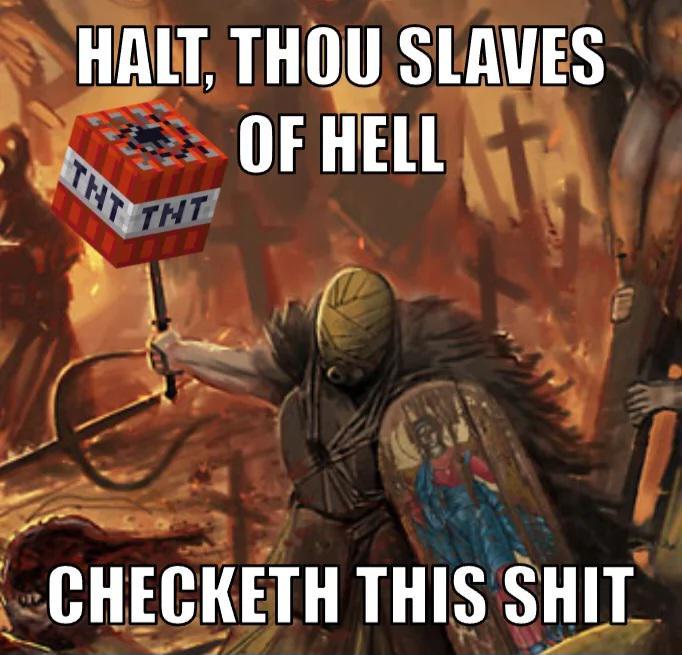 HALT, THOU SLAVES OF HELL THT THT CHECKETH THIS S---