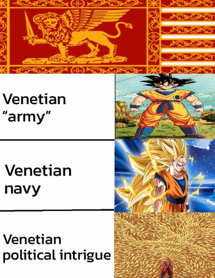 Venetian "army" Venetian navy + Venetian political intrigue