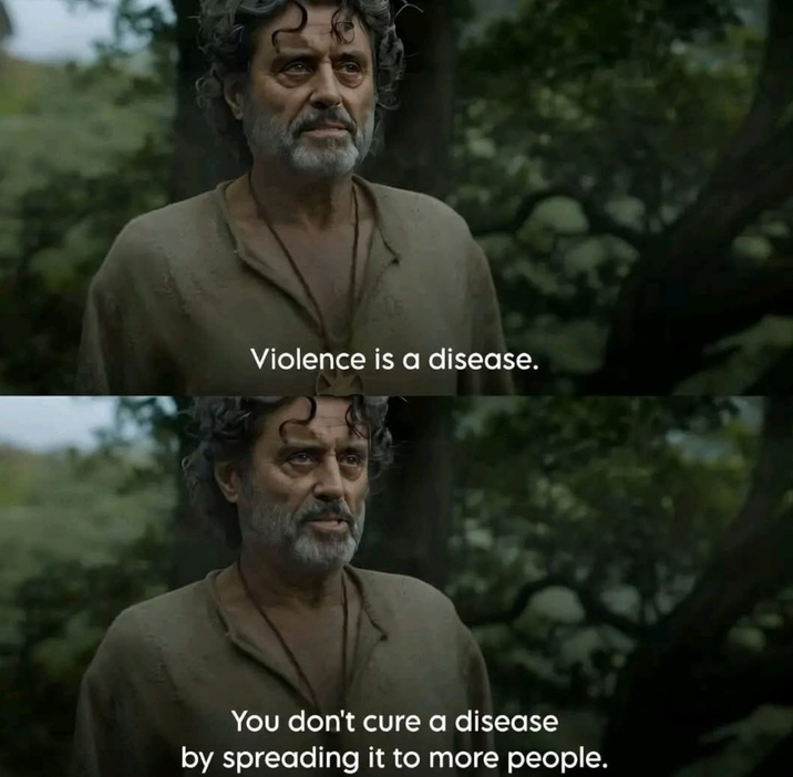 Violence is a disease. You don't cure a disease by spreading it to more people.