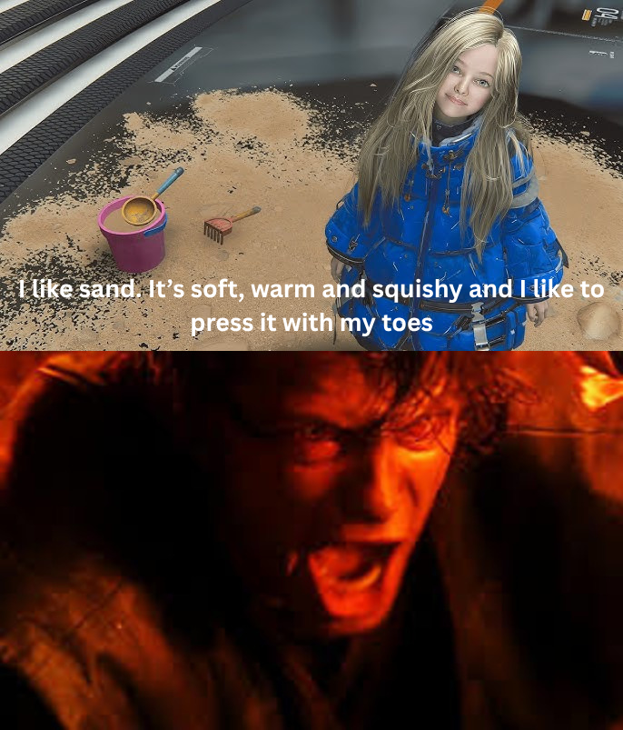 04 I like sand. It's soft, warm and squishy and I like to press it with my toes