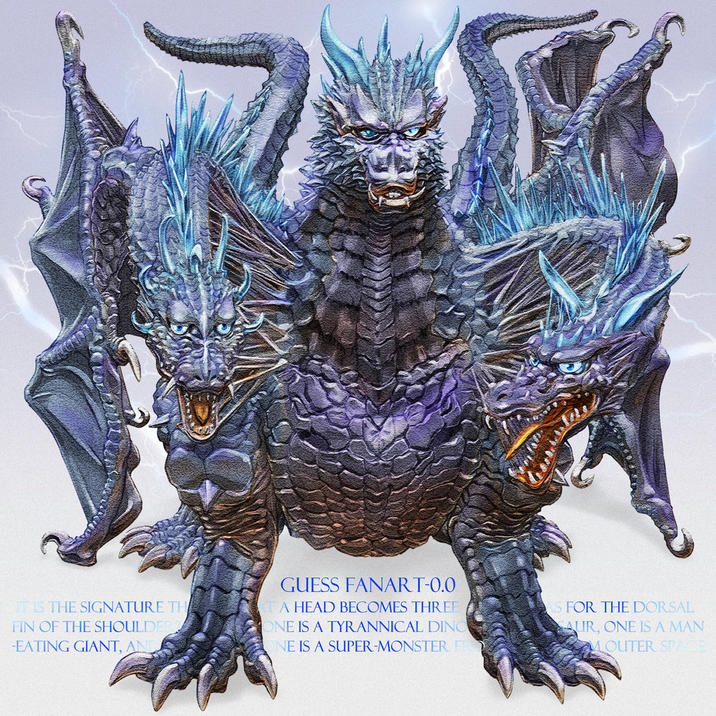 IT IS THE SIGNATURE TH FIN OF THE SHOULDER -EATING GIANT, AND GUESS FANART-0.0 TA HEAD BECOMES THREE ONE IS A TYRANNICAL DINC ONE IS A SUPER-MONSTER FRO S FOR THE DORSAL AUR, ONE IS A MAN MOUTER SPA
