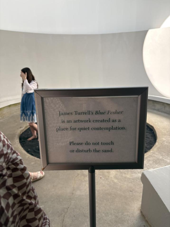 James Turrell's Blue Pesher is an artwork created as a place for quiet contemplation. Please do not touch or disturb the sand.