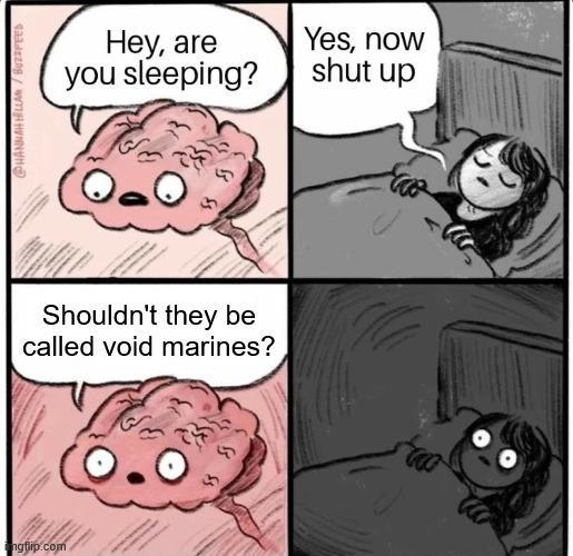 ngflip.com @HANNAH HILLAR/BUZZFEED Hey, are you sleeping? Shouldn't they be called void marines? .0 Yes, now shut up